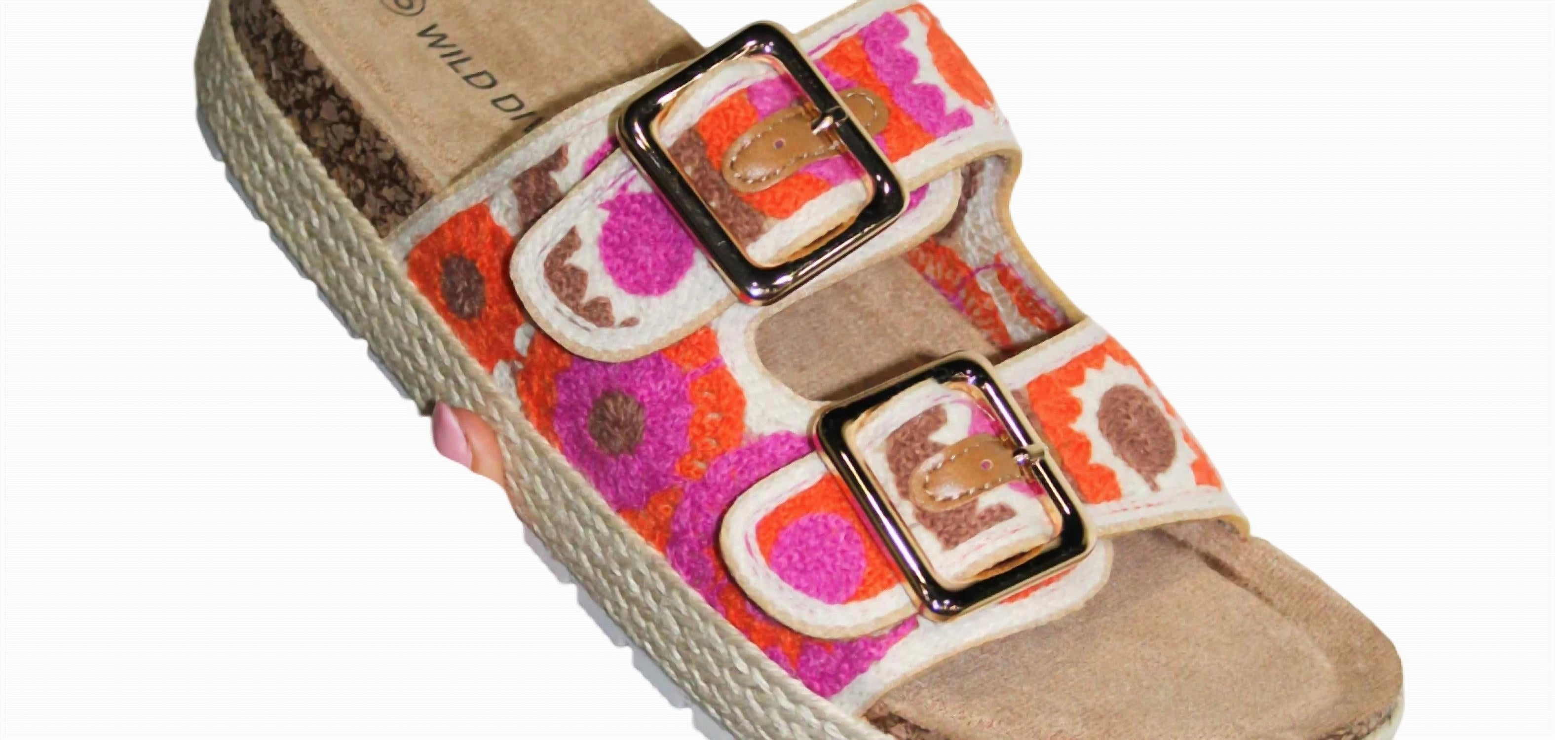 Women's Boho Crochet Sandals In Pink Multi