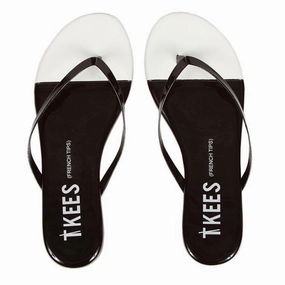 Women's French Tips Flip Flops In Black/white