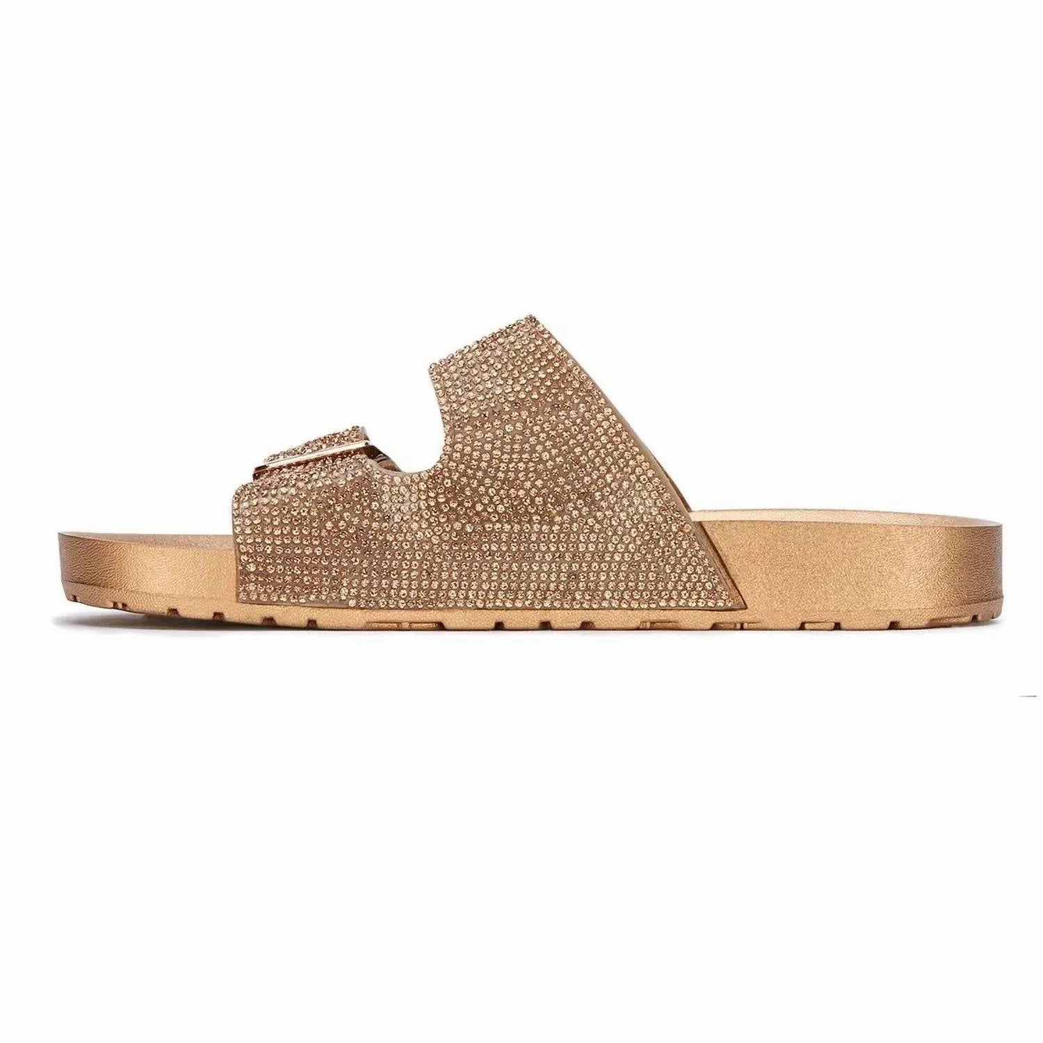 Women's Glamourous Footbed Rhinestones Sandals In Gold