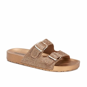 Women's Glamourous Footbed Rhinestones Sandals In Gold