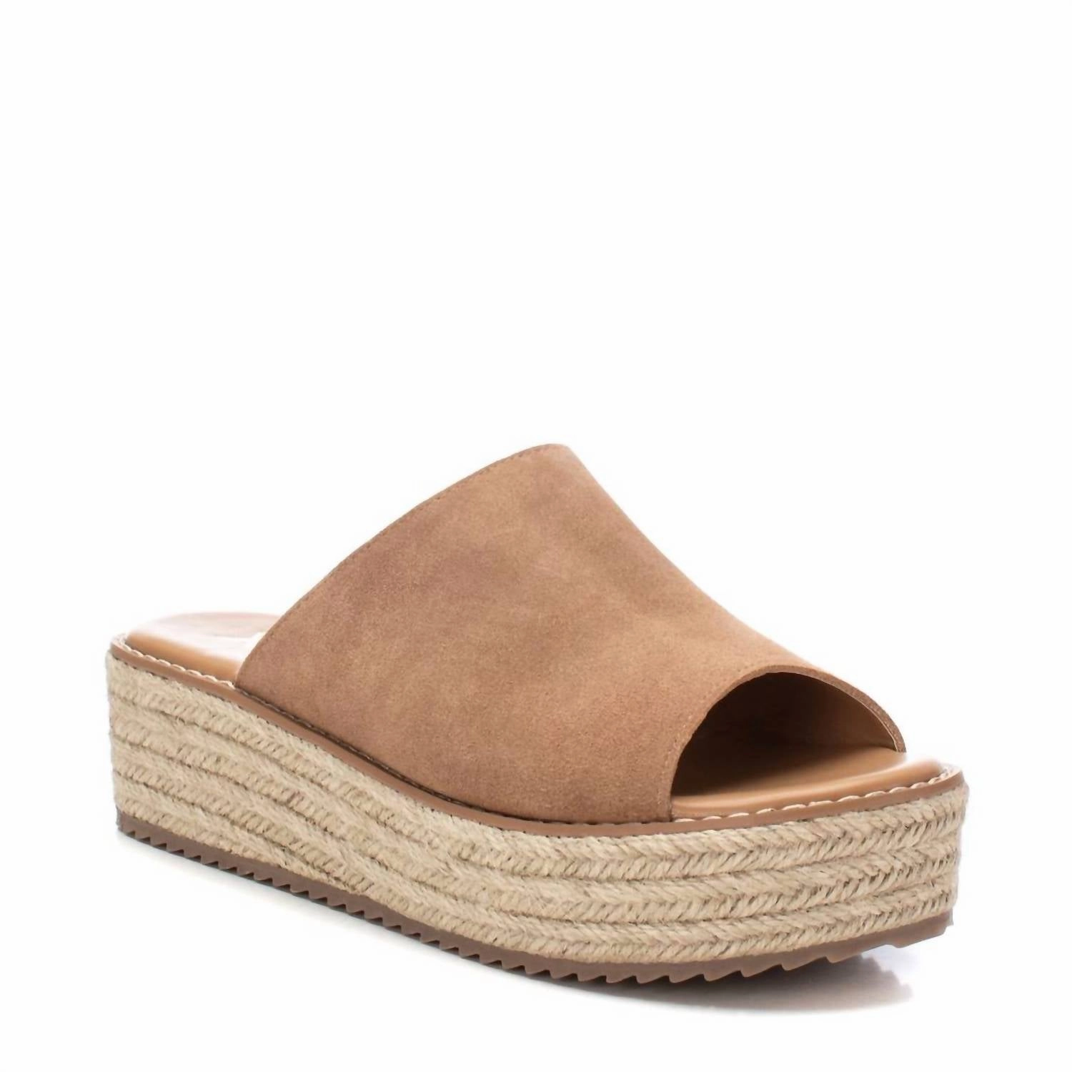 Women's Leather Casual Sandals In Camel