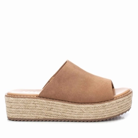 Women's Leather Casual Sandals In Camel