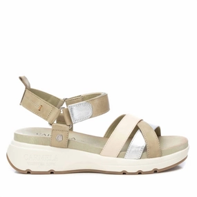 Women's Leather Sandals In Kakhi
