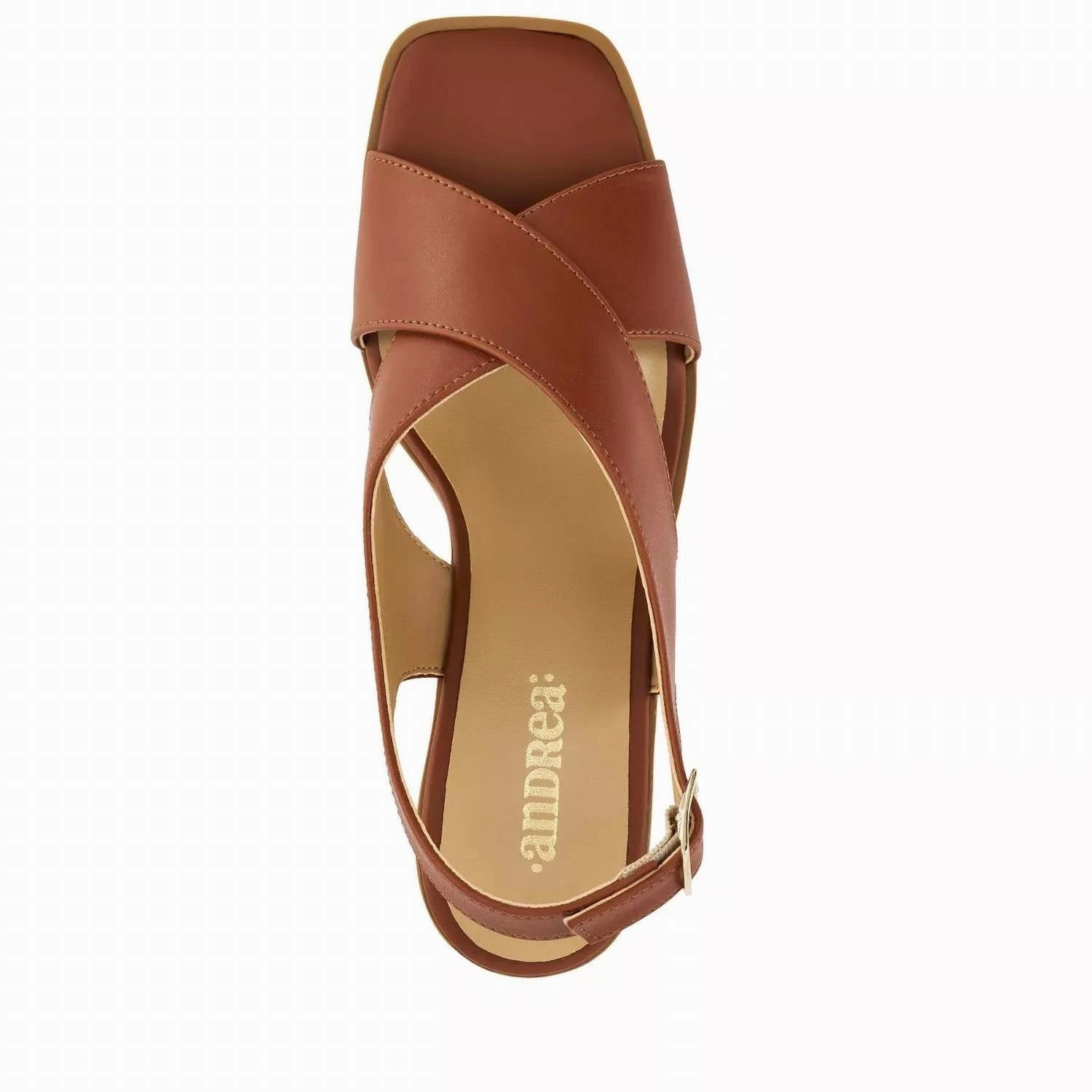 Women's Medium Heel Crossed Strap Sandal In Brown