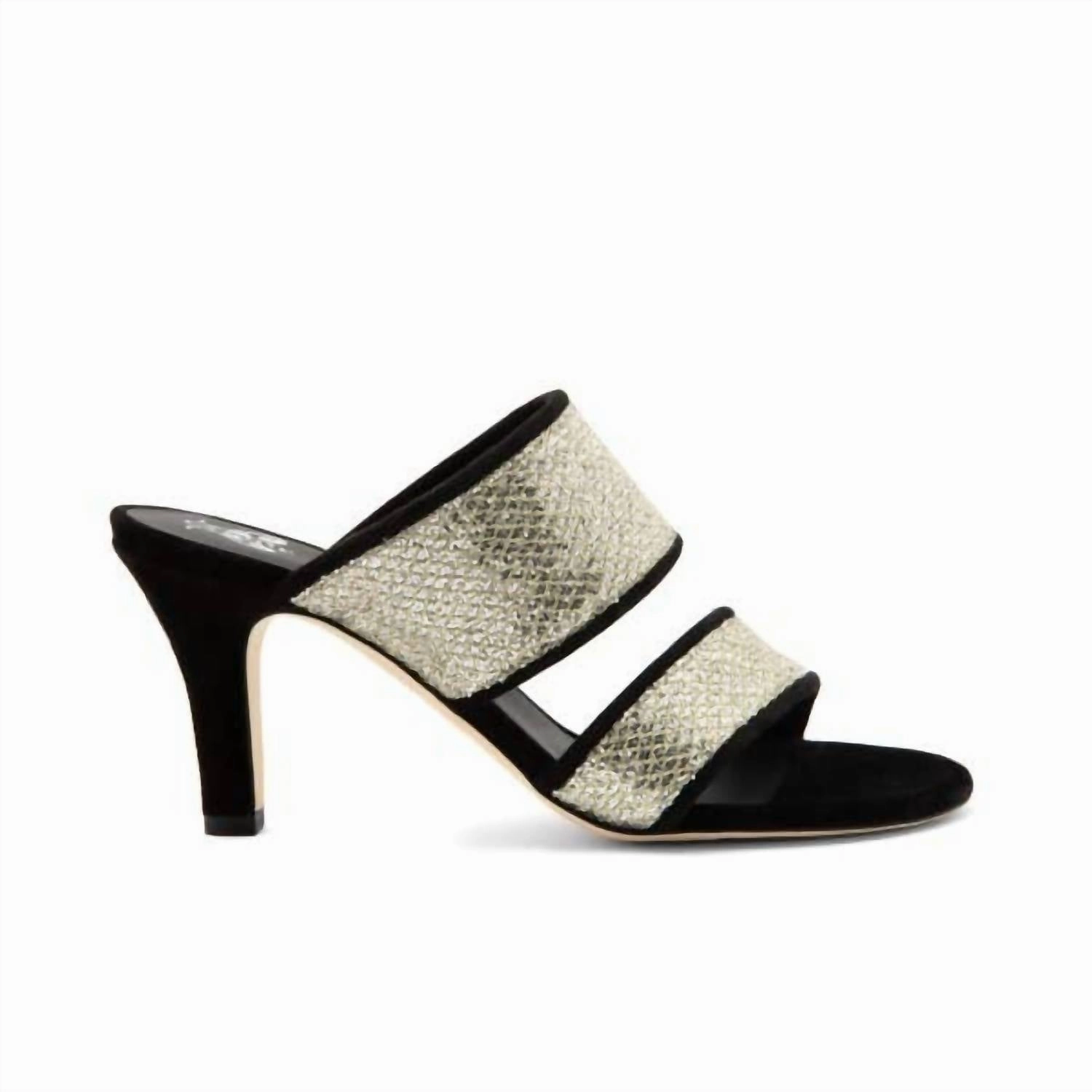 Women's Mery Suede Sandal In Silver Gold Fabric Black