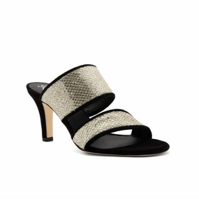 Women's Mery Suede Sandal In Silver Gold Fabric Black