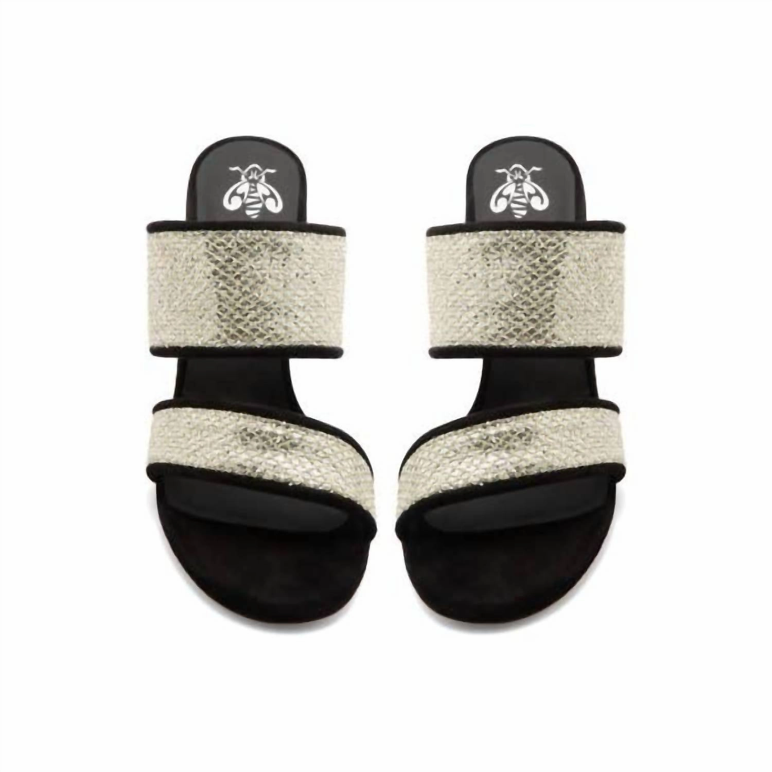 Women's Mery Suede Sandal In Silver Gold Fabric Black