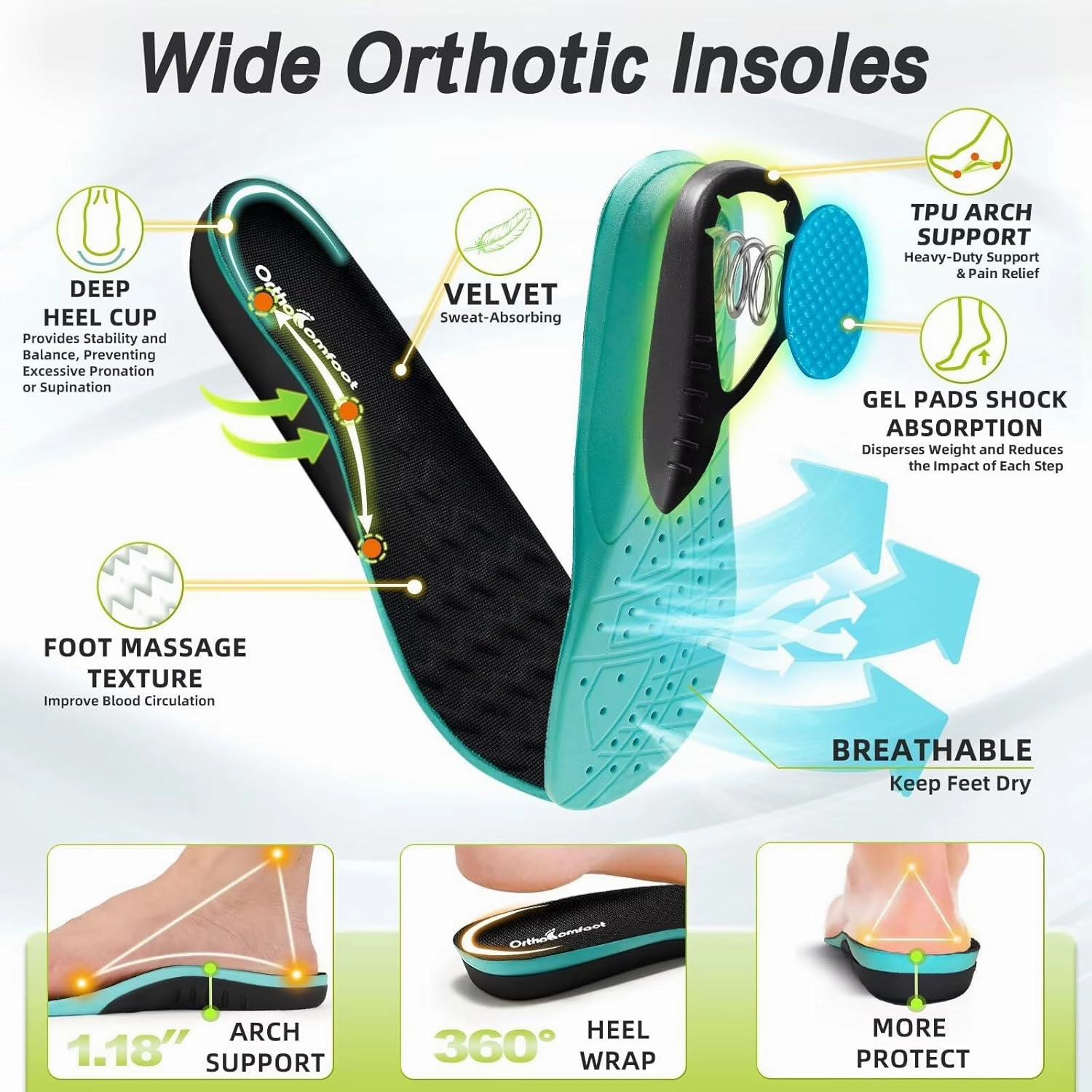 Women's Orthopedic Diabetic Wide Running Shoes: Comfortable Casual Arch Support Plantar Fasciitis Fashion Sneakers, High Arch Work Tennis Walking Shoes for Foot and Heel Pain Relief