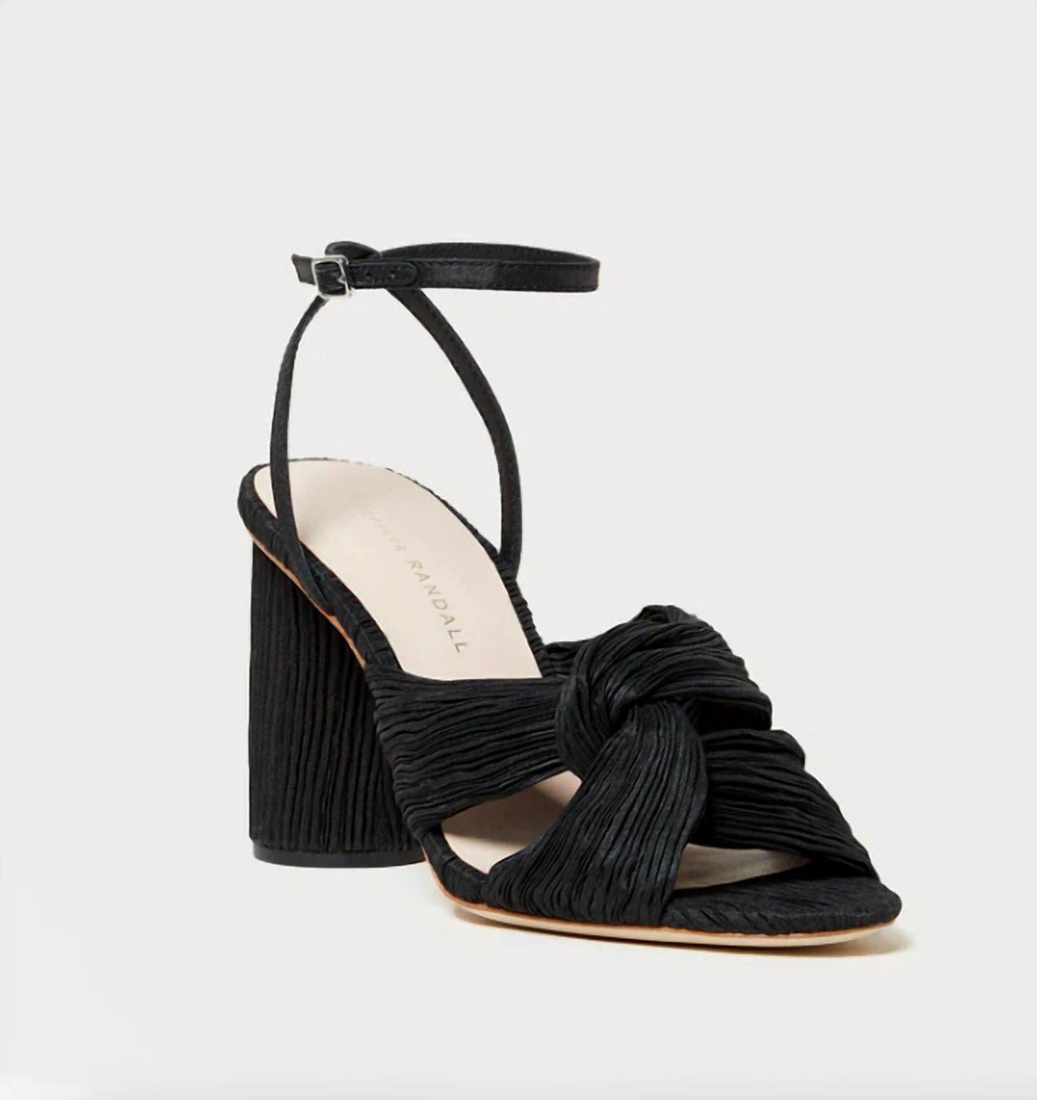 Women's Reed Pleated Twist Heeled Sandal In Black
