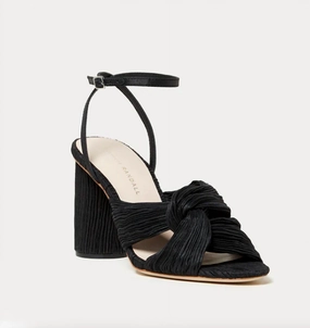 Women's Reed Pleated Twist Heeled Sandal In Black