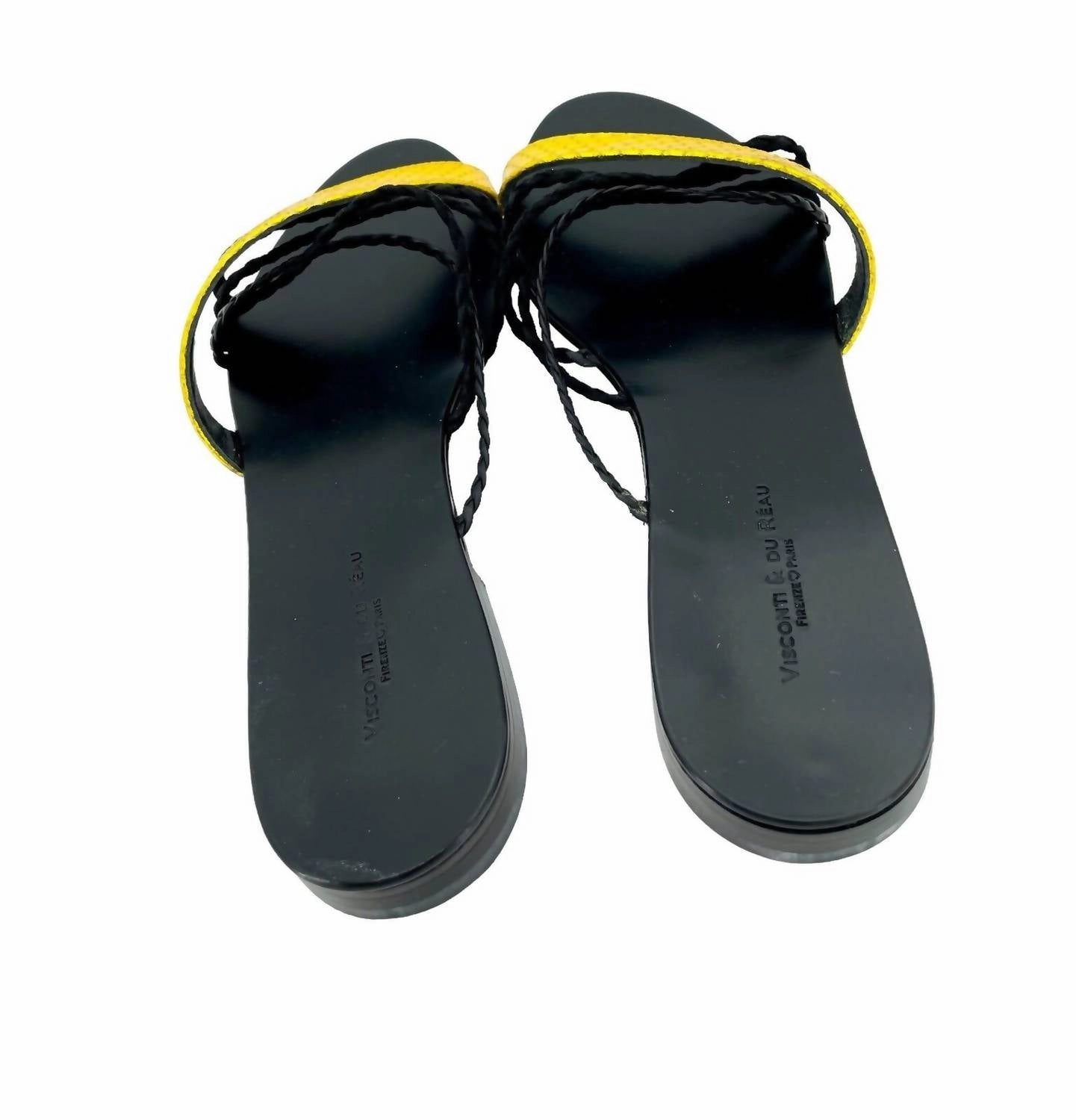 Women's Snake Metallic Strap Leather Flat Sandals In Black