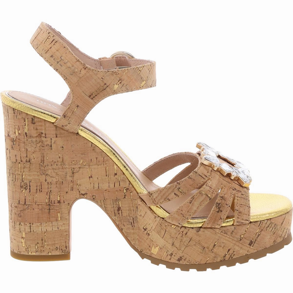 Womens Buckle Cork Platform Sandals