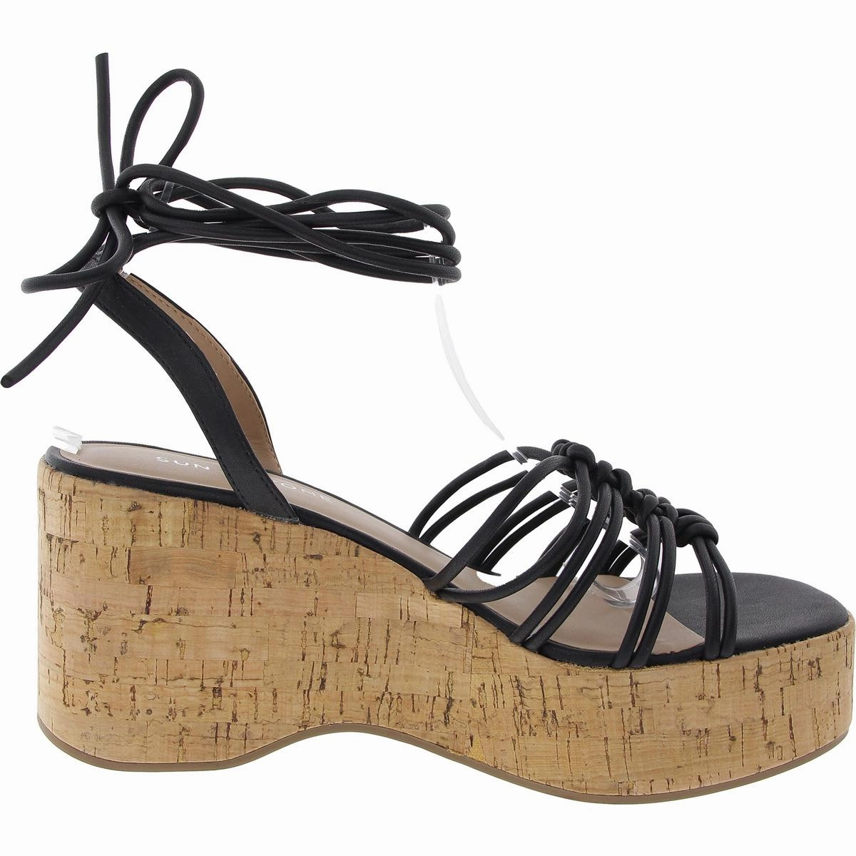 Womens Cork Faux Leather Lace-Up