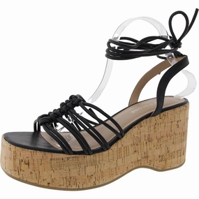 Womens Cork Faux Leather Lace-Up
