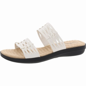 Womens Cushioned Footbed Faux Leather Slide Sandals