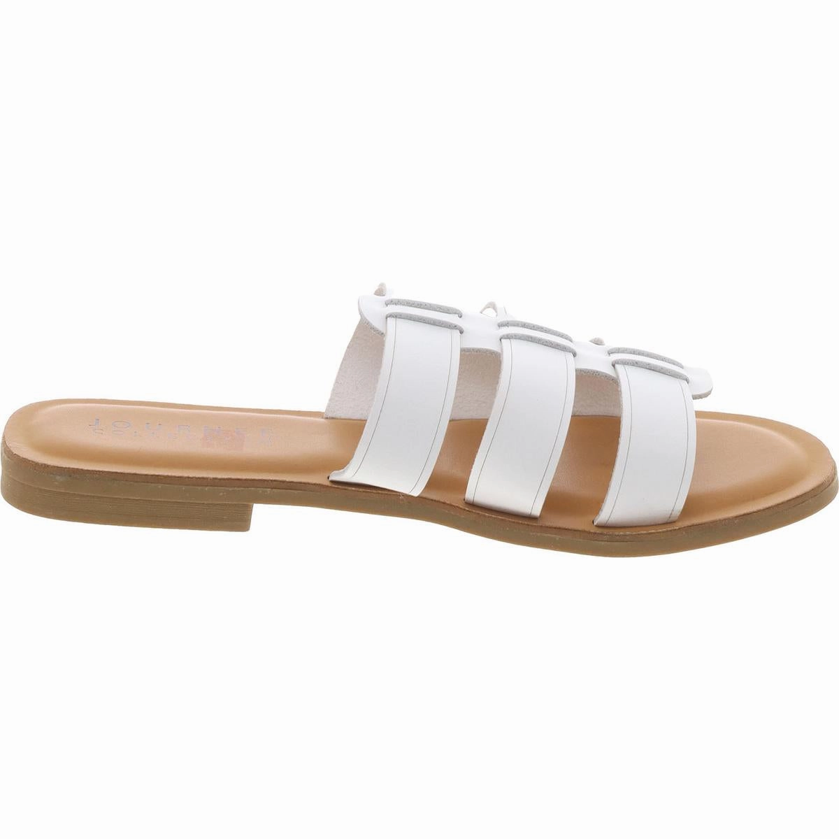 Womens Faux Leather Open Toe Slide Sandals