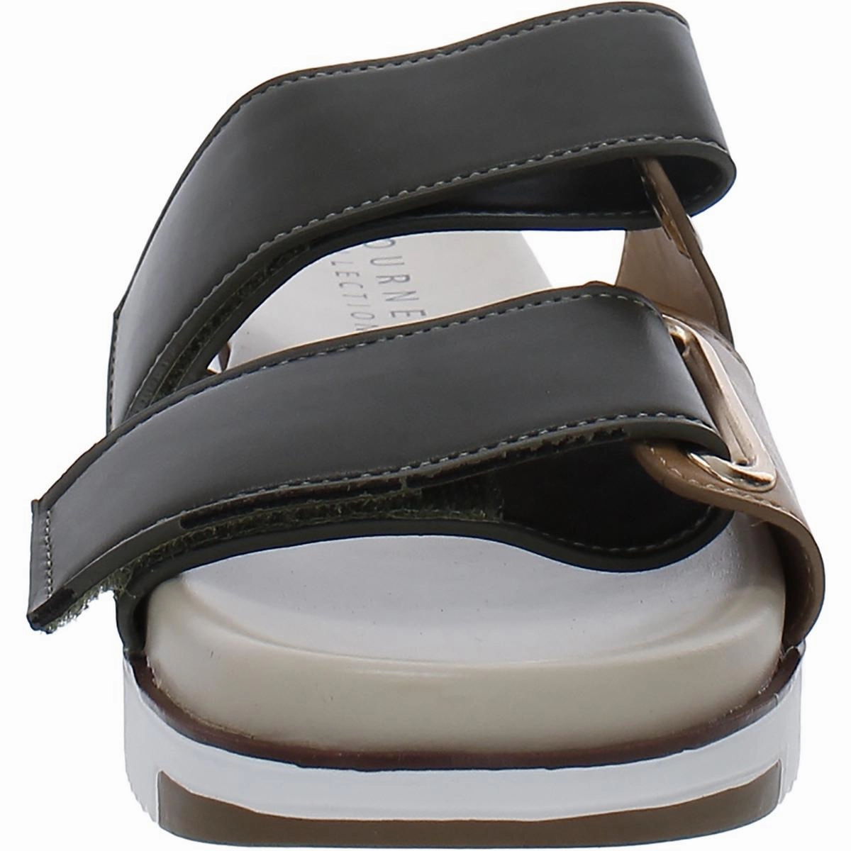 Womens Faux Leather Slip On Slide Sandals