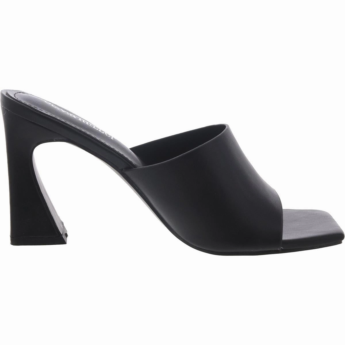 Womens Faux Leather Square toe Heels