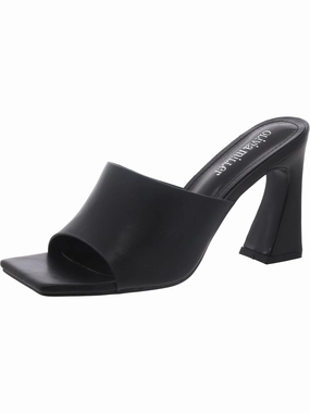 Womens Faux Leather Square toe Heels