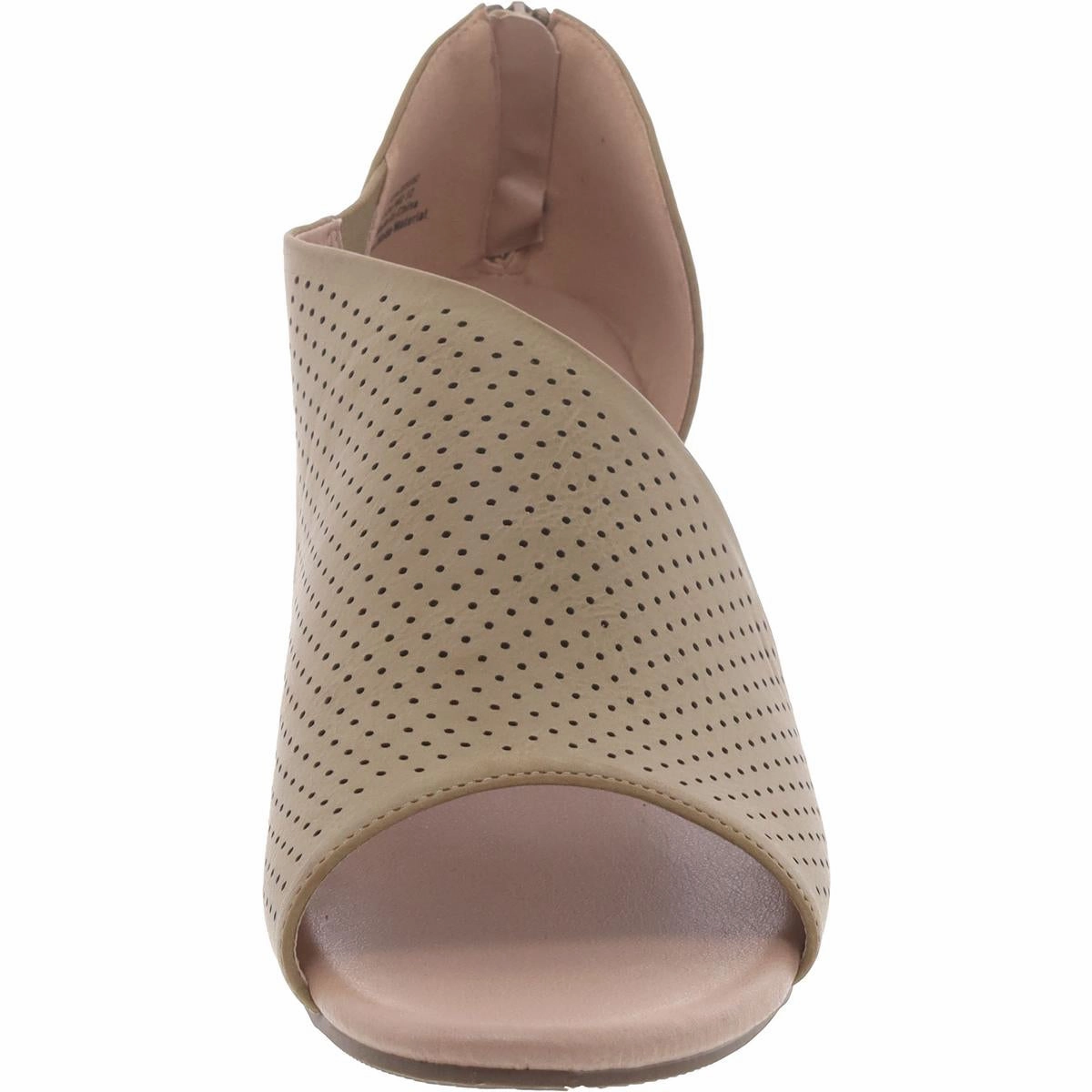 Womens Faux Leather Zipper Wedge Sandals