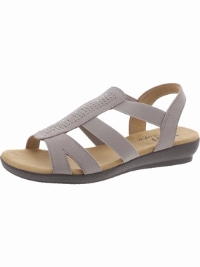 Womens Faux Suede Rhinestones Wedge Sandals