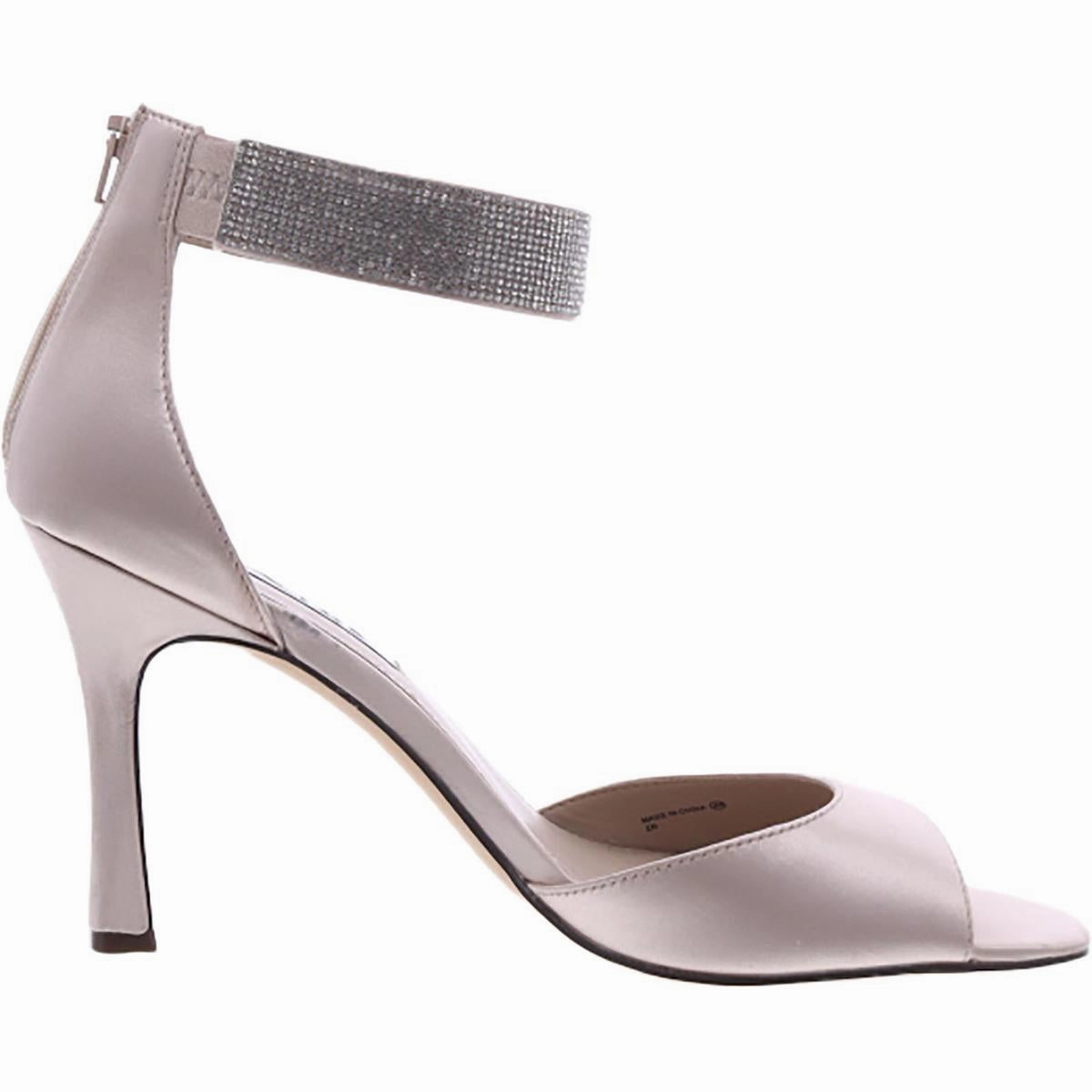 Womens Satin Embellished Ankle Strap