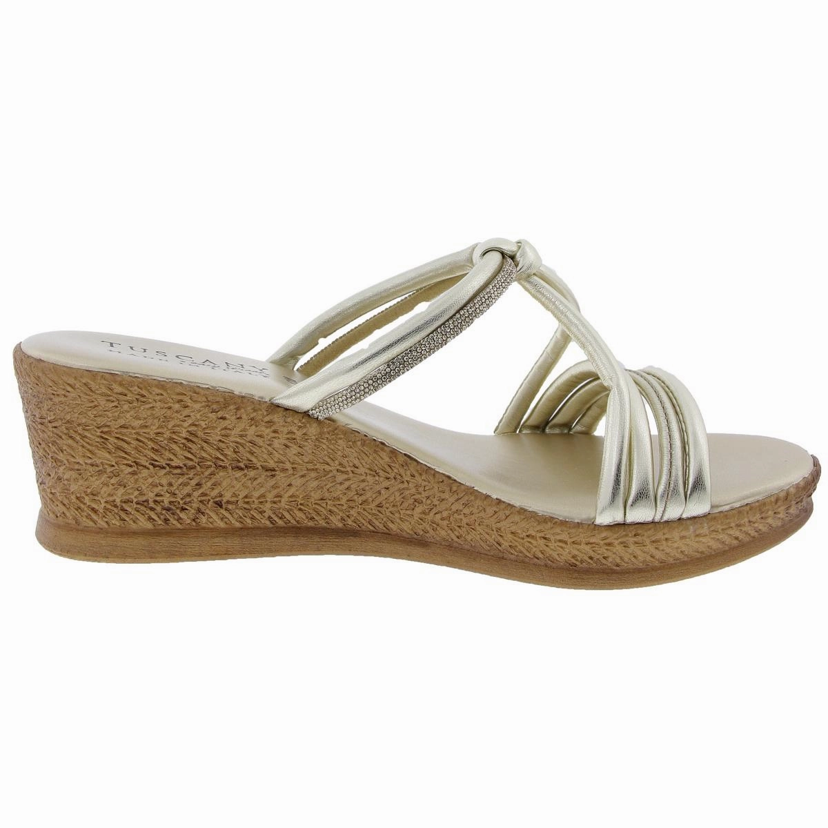 Womens Sequined Manmade Wedge Sandals