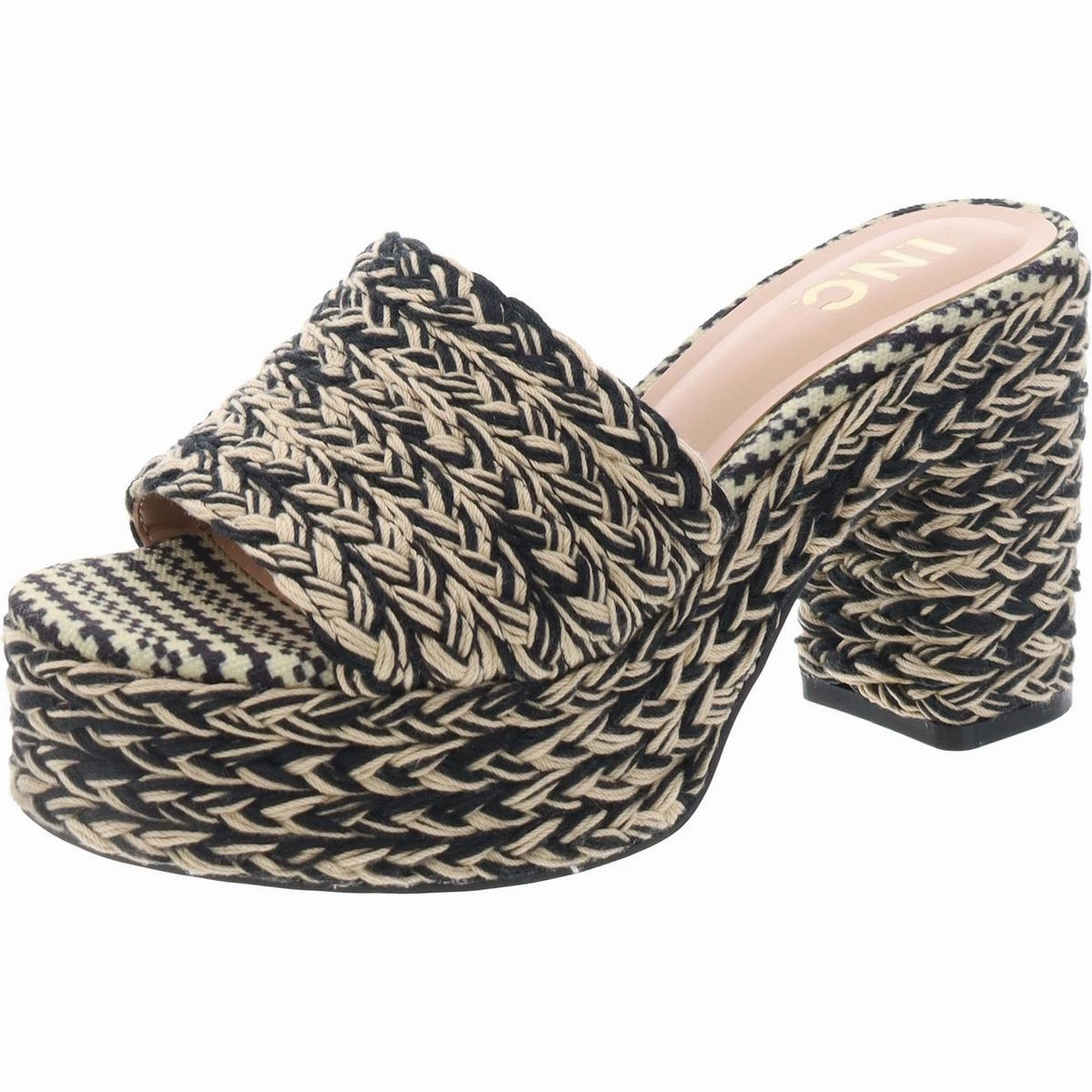 Womens Slip On Peep Toe Block Heel