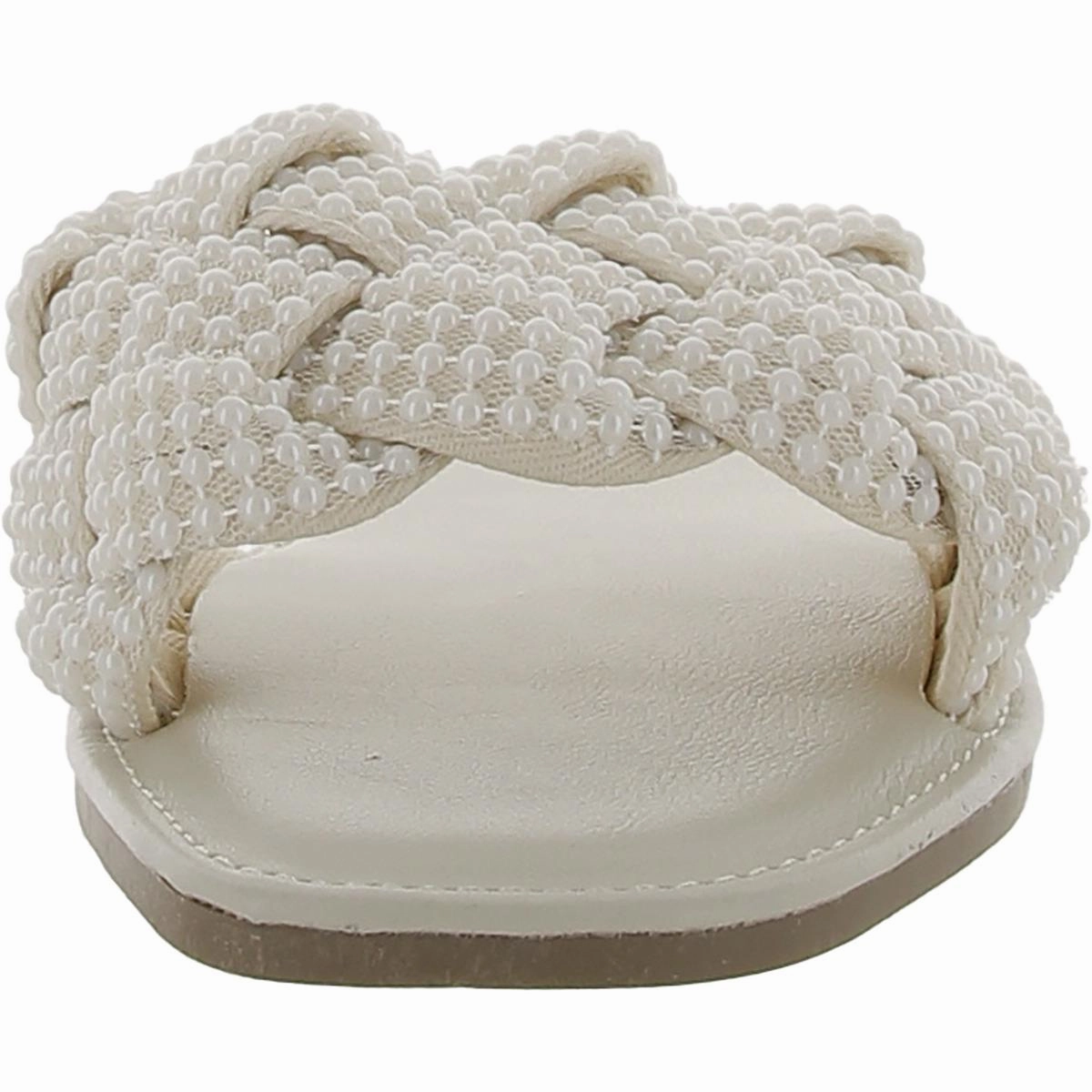 Womens Square Toe Flat Slide Sandals