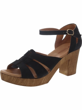 Womens Suede Cut-Out Ankle Strap