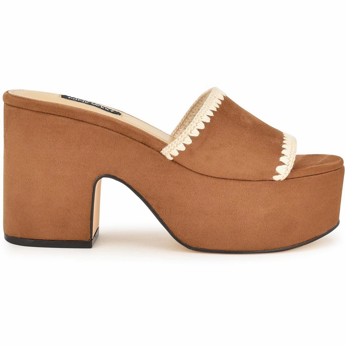 Yickie 2 Womens Embroidered Faux Suede Block Heel