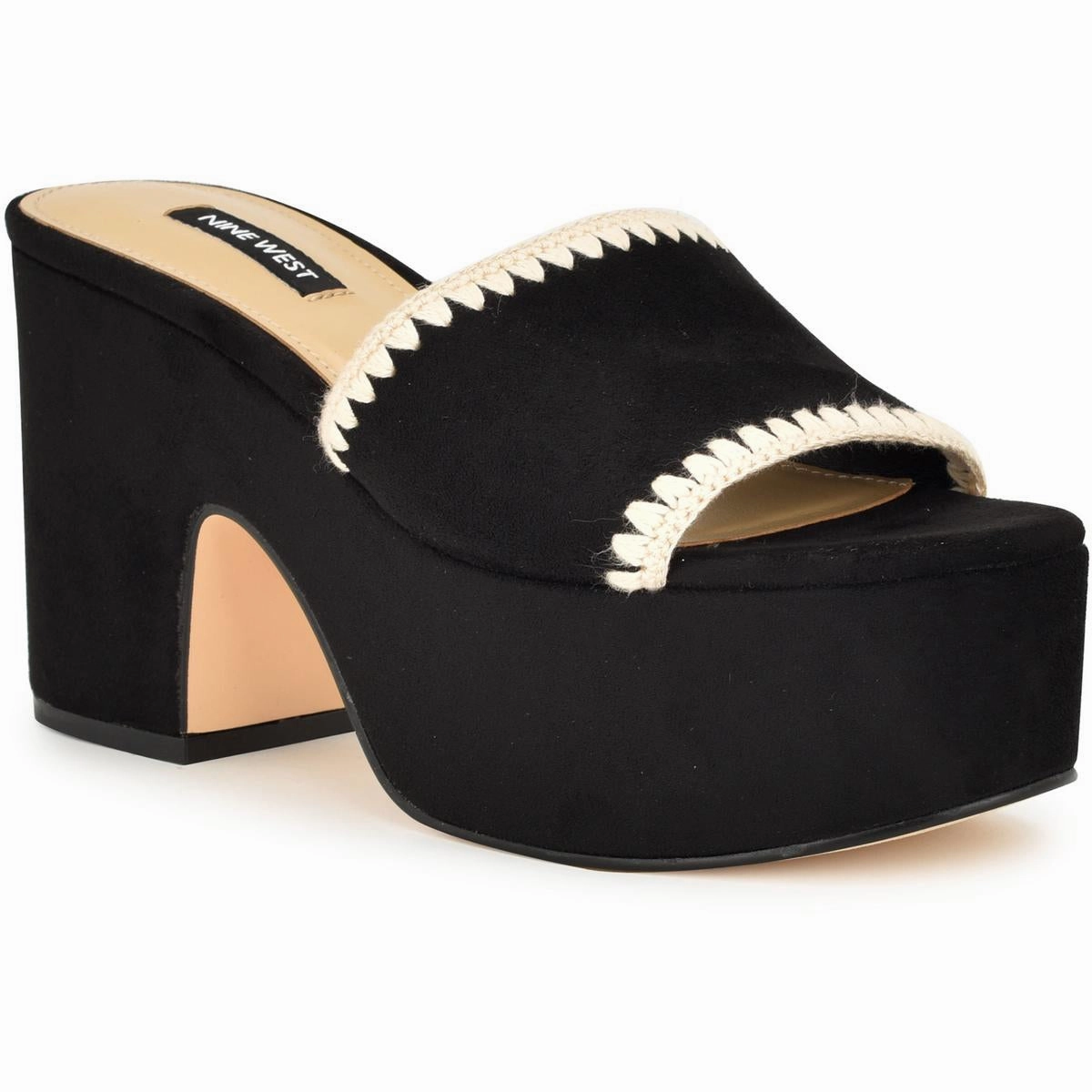 Yickie 2 Womens Embroidered Faux Suede Block Heel