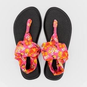 Yoga Sling 2 Floral Flip Flop Thong Sandals In Orange