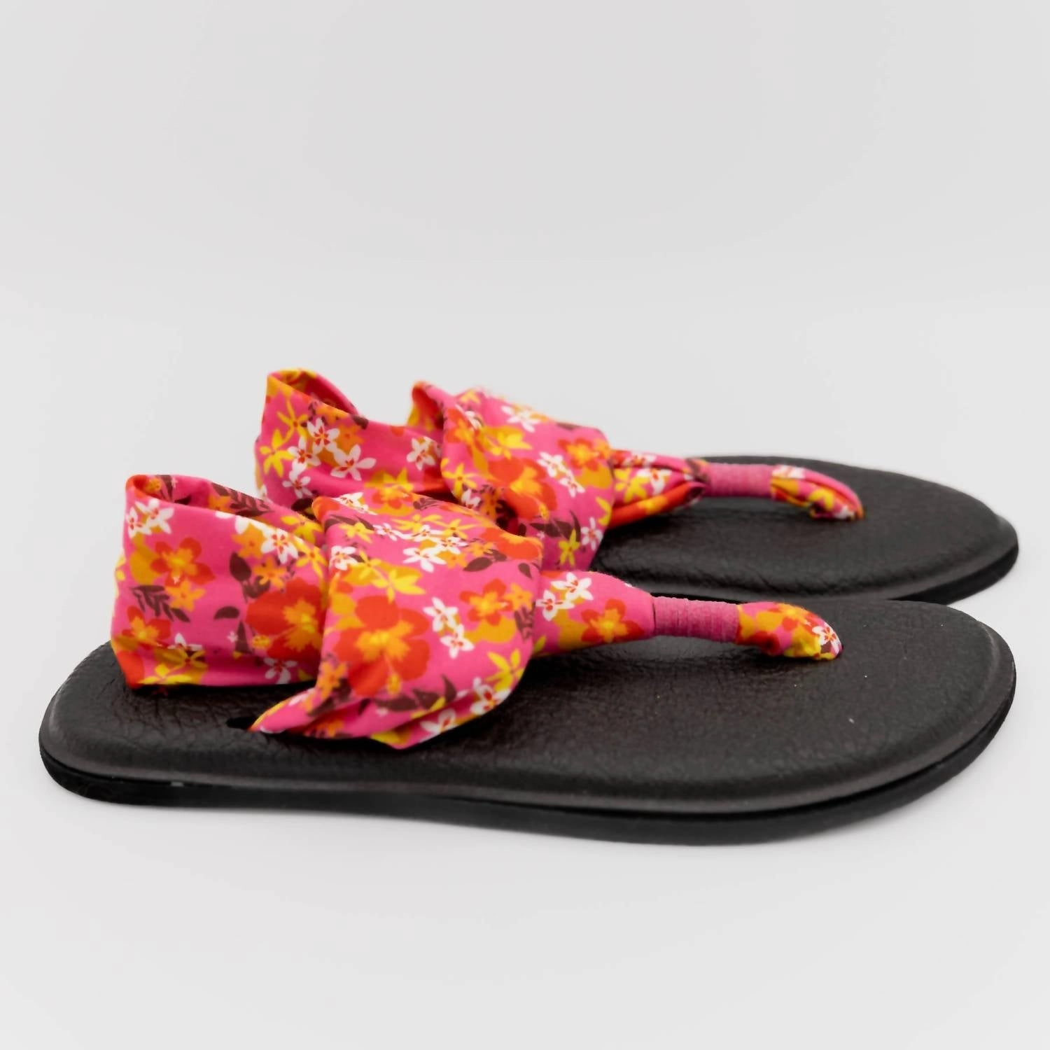 Yoga Sling 2 Floral Flip Flop Thong Sandals In Orange