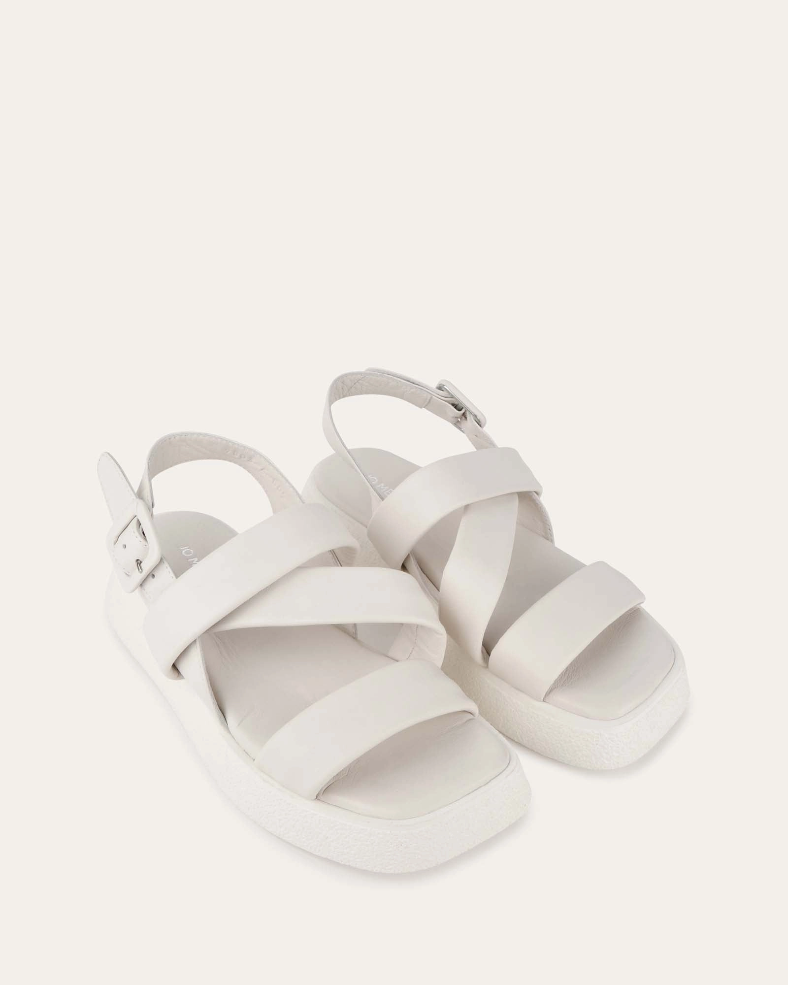 ZIA FLAT SANDALS WHITE LEATHER