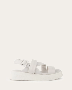 ZIA FLAT SANDALS WHITE LEATHER