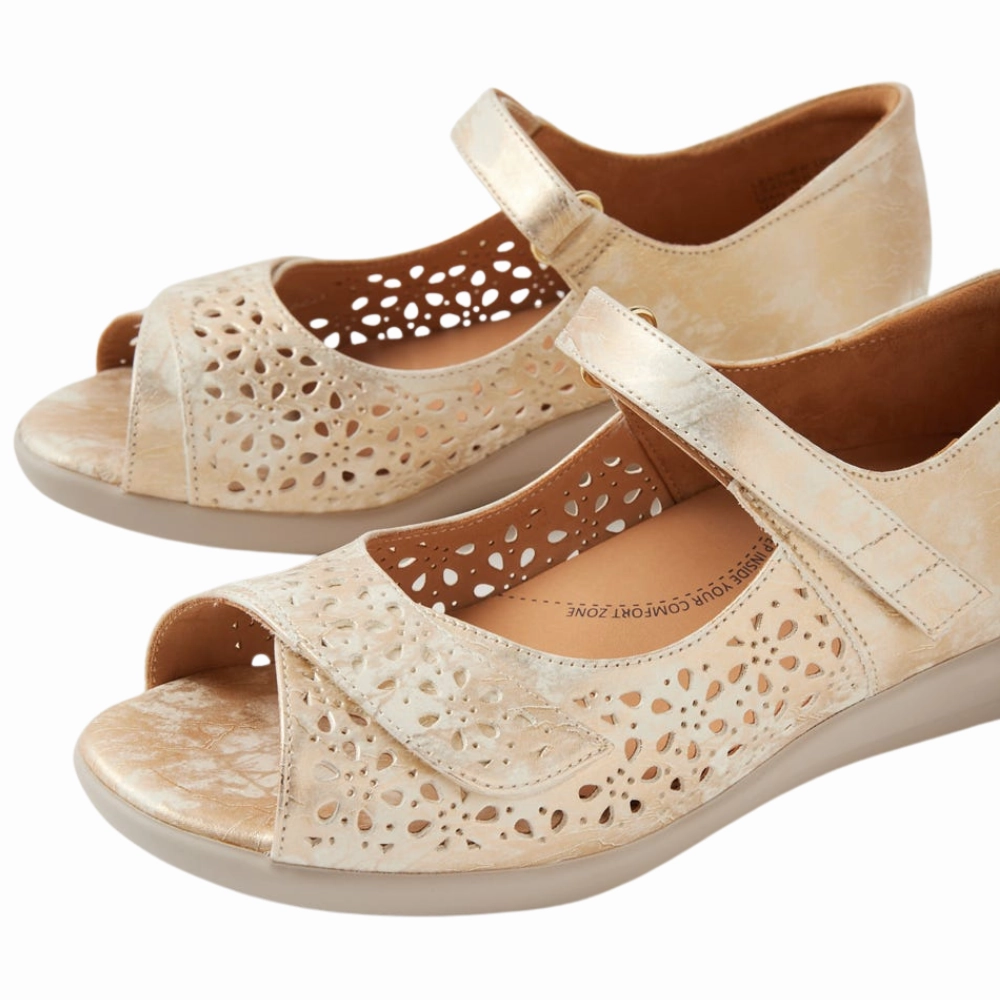 Ziera Daffodil Smudge Metal Leather Sandal (Women's)